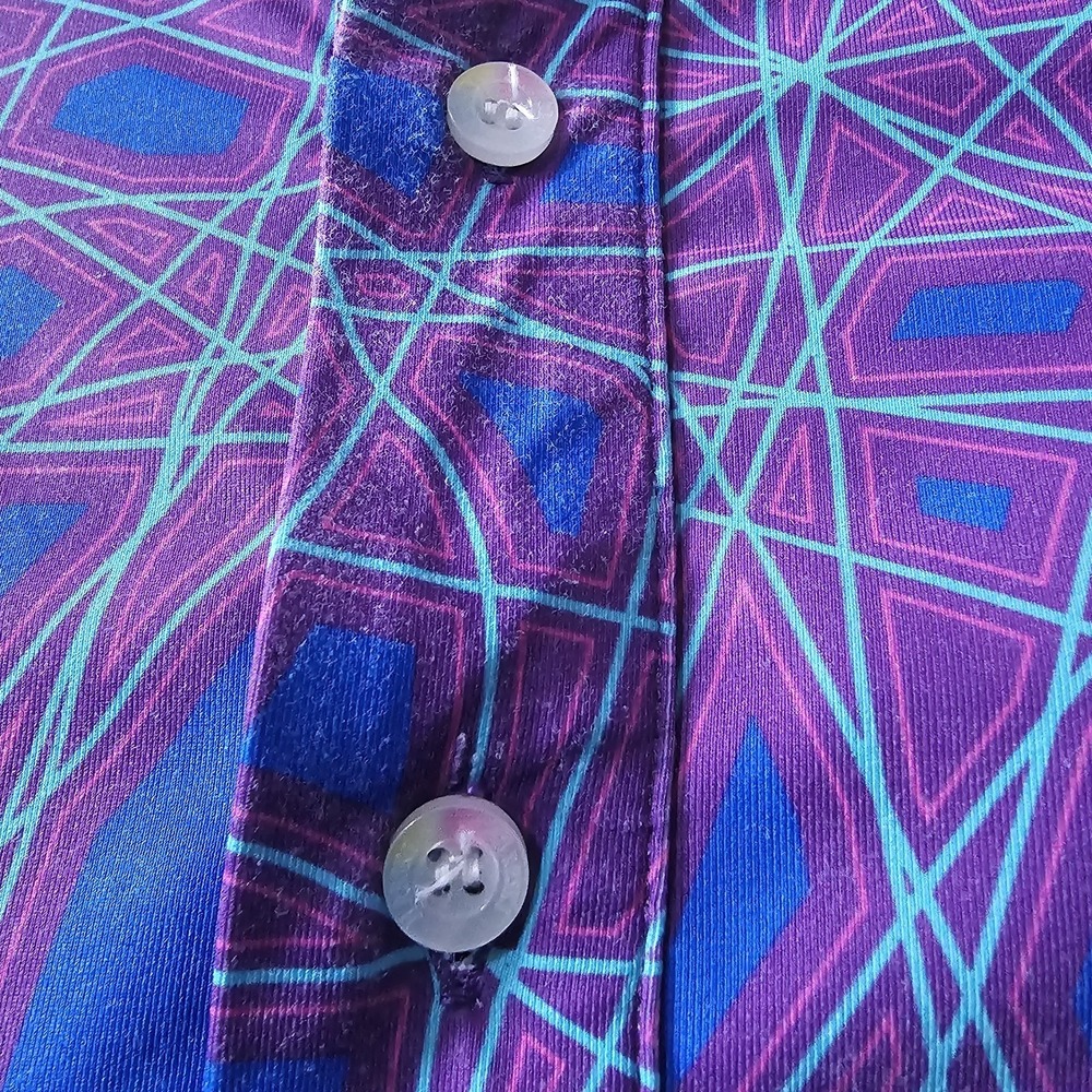 Hreski Golf Polo Shirt Men's Size 2XL Performance Stretch Purple Geometric Print - Picture 6 of 8